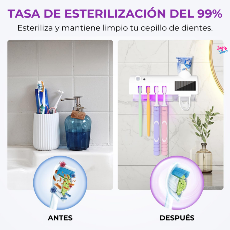🦷✨ Dispensador y Esterilizador de Cepillos: cepíllate con confianza, sin bacterias, sin riesgos